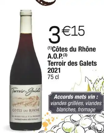 Cora x Carrefour Terroir des galets côtes du rhône a.o.p. 2021 offre