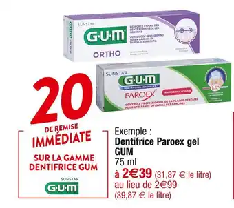 Cora x Carrefour Gum 20% de remise immédiate sur la gamme dentifrice gum offre