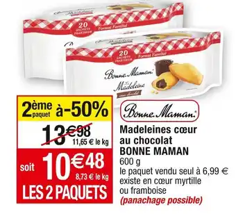 Cora x Carrefour Bonne maman madeleines cœur au chocolat offre