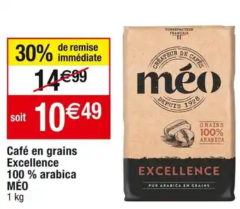 Cora x Carrefour Méo café en grains excellence 100 % arabica offre