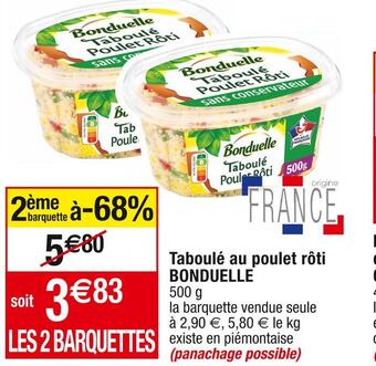 Cora x Carrefour Bonduelle taboulé au poulet rôti offre