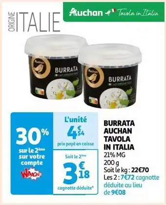 Auchan Burrata auchan tavola in italia offre