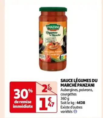 Auchan SAUCE LÉGUMES DU MARCHÉ PANZANI Aubergines, poivrons, courgettes offre