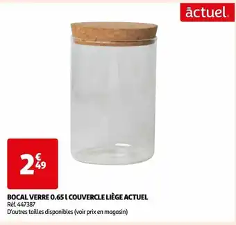 Auchan Bocal verre 0.65 l couvercle liège actuel offre
