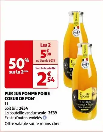 Auchan Pur jus pomme poire coeur de pom' offre