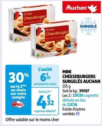 Auchan Mini cheeseburgers surgelés auchan offre