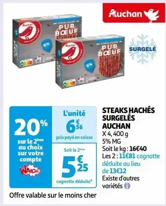 Auchan Steaks hachés surgelés auchan offre