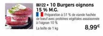 Thiriet 10 Burgers oignons 15% M.G. offre