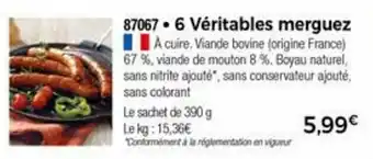 Thiriet 6 Véritables merguez offre