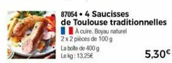 Thiriet 4 Saucisses de toulouse traditionnelles offre
