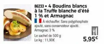 Thiriet 4 Boudins blancs à la truffe blanche d'été 1% et armagnac offre
