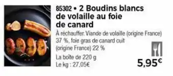 Thiriet 2 Boudins blancs de volaille au foie de canard offre