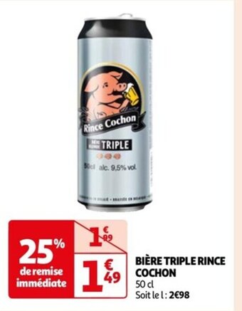 Auchan BIÈRE TRIPLE RINCE COCHON offre