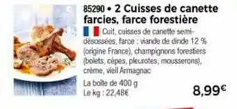 Thiriet 2 Cuisses de canette farcies, farce forestière offre