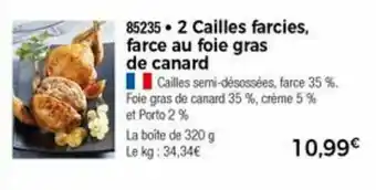 Thiriet 2 Cailles farcies, farce au foie gras de canard offre