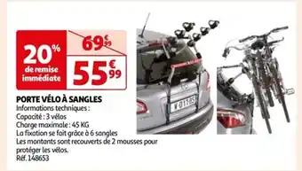 Auchan PORTE VÉLO À SANGLES Informations techniques: offre