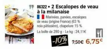 Thiriet 2 Escalopes de veau à la milanaise offre