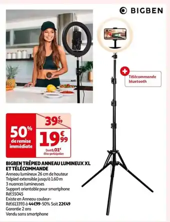 Auchan BIGBEN TRÉPIED ANNEAU LUMINEUX XL offre
