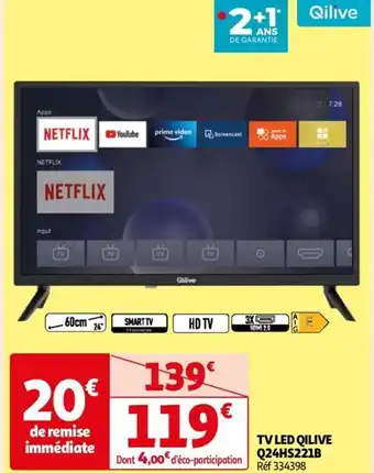 Auchan TV LED QILIVE Q24HS221B offre