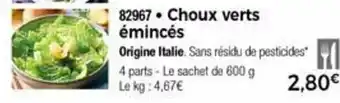 Thiriet Choux verts émincés offre