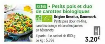 Thiriet Petits pois et duo de carottes biologiques offre