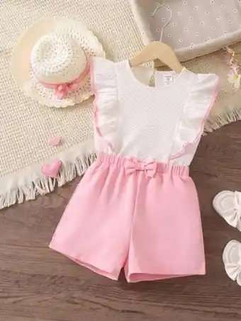 SheIn Shein petite fille à volants top & à nœud papillon short offre