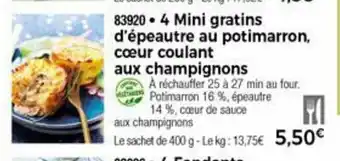 Thiriet 4 Mini gratins d'épeautre au potimarron offre