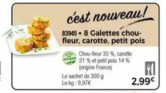 Thiriet 8 Galettes chou-fleur,carotte,petit pois offre
