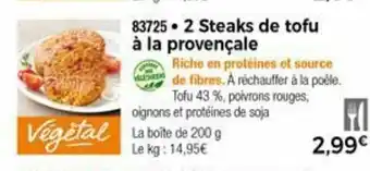 Thiriet 2 Steaks de tofu à la provençale offre