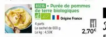 Thiriet Purée de pommes de terre biologiques offre
