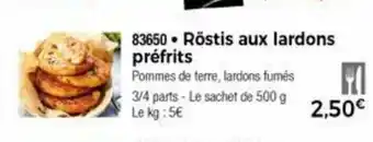 Rösti aux lardons préfrits