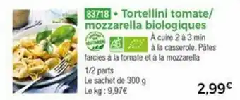 Tortellini tomate/mozzarella biologiques