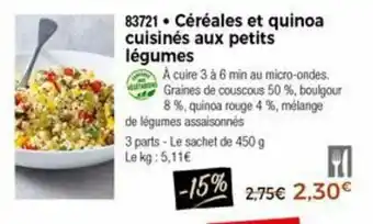 Thiriet Céréales et quinoa cuisinés aux petits légumes offre