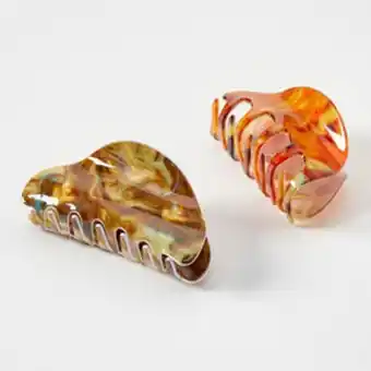 Pinces à cheveux écaille de tortue marron et orange - lot de 2