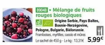 Thiriet Mélange de fruits rouges biologiques offre