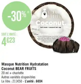 Masque Nutrition Hydratation Coconut BEAR FRUITS