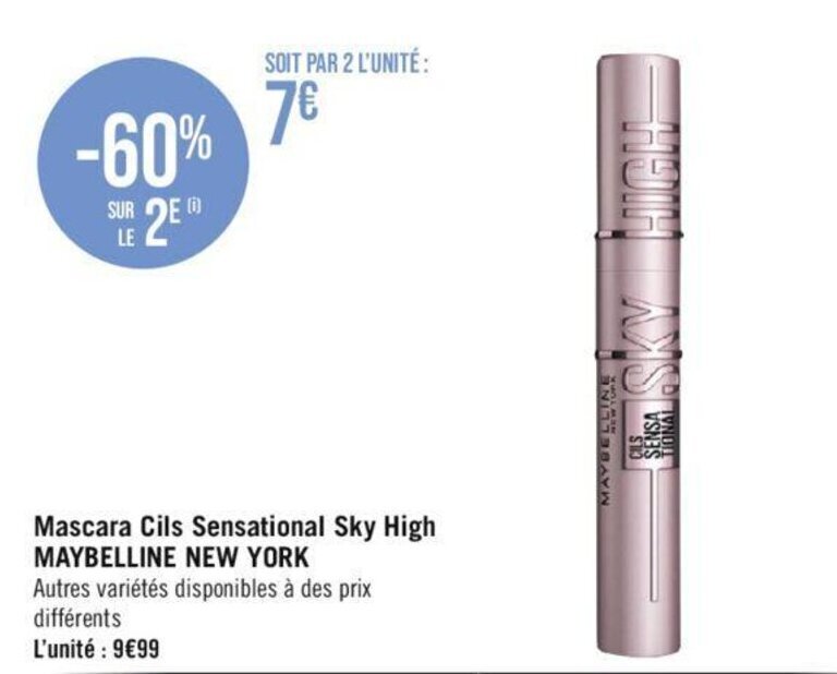 Casino Hyperfrais Mascara Cils Sensational Sky High MAYBELLINE NEW YORK offre