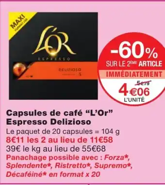 Monoprix Capsules de Café l'Or Espresso Delizioso offre