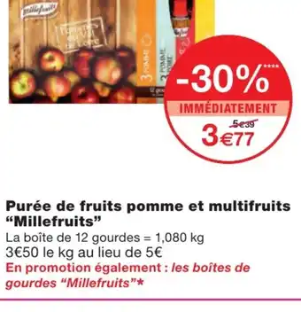 Monoprix Purée de Fruits pomme et multifruits Millefruits offre