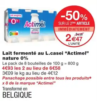 Monoprix Lait fermenté au L.casei Actimel nature 0% offre
