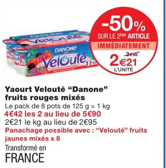 Monoprix Yaourt Velouté Danone fruits rouges mixés offre