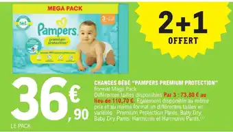 E.Leclerc CHANGES BÉBÉ "PAMPERS PREMIUM PROTECTION" Format Mega Pack. offre
