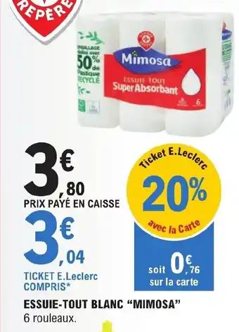 E.Leclerc ESSUIE-TOUT BLANC "MIMOSA" offre