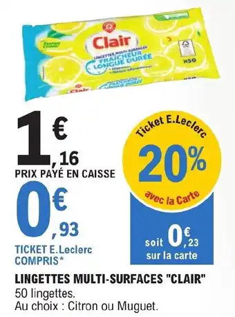 E.Leclerc LINGETTES MULTI-SURFACES "CLAIR" offre