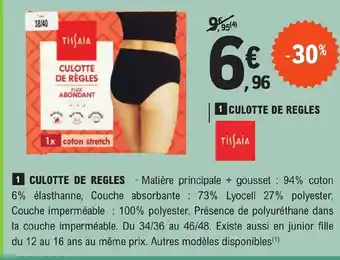 E.Leclerc CULOTTE DE REGLES offre