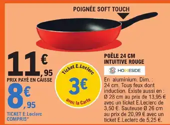 E.Leclerc POÊLE 24 CM INTUITIVE ROUGE offre