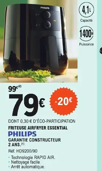 E.Leclerc FRITEUSE AIRFRYER ESSENTIAL PHILIPS offre