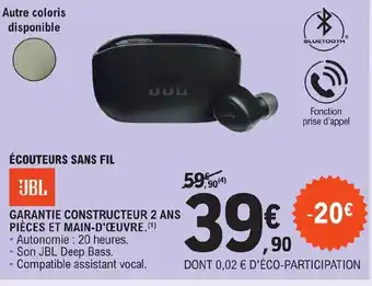 E.Leclerc ÉCOUTEURS SANS FIL offre