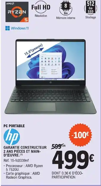 E.Leclerc PC PORTABLE hp offre