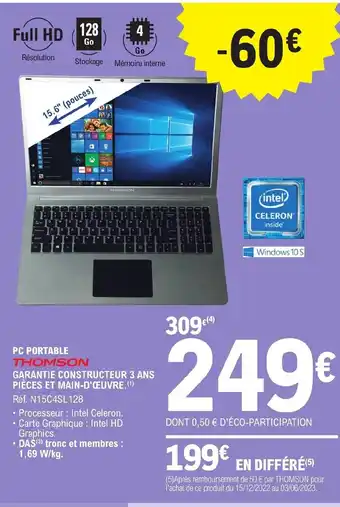 E.Leclerc PC PORTABLE THOMSON offre